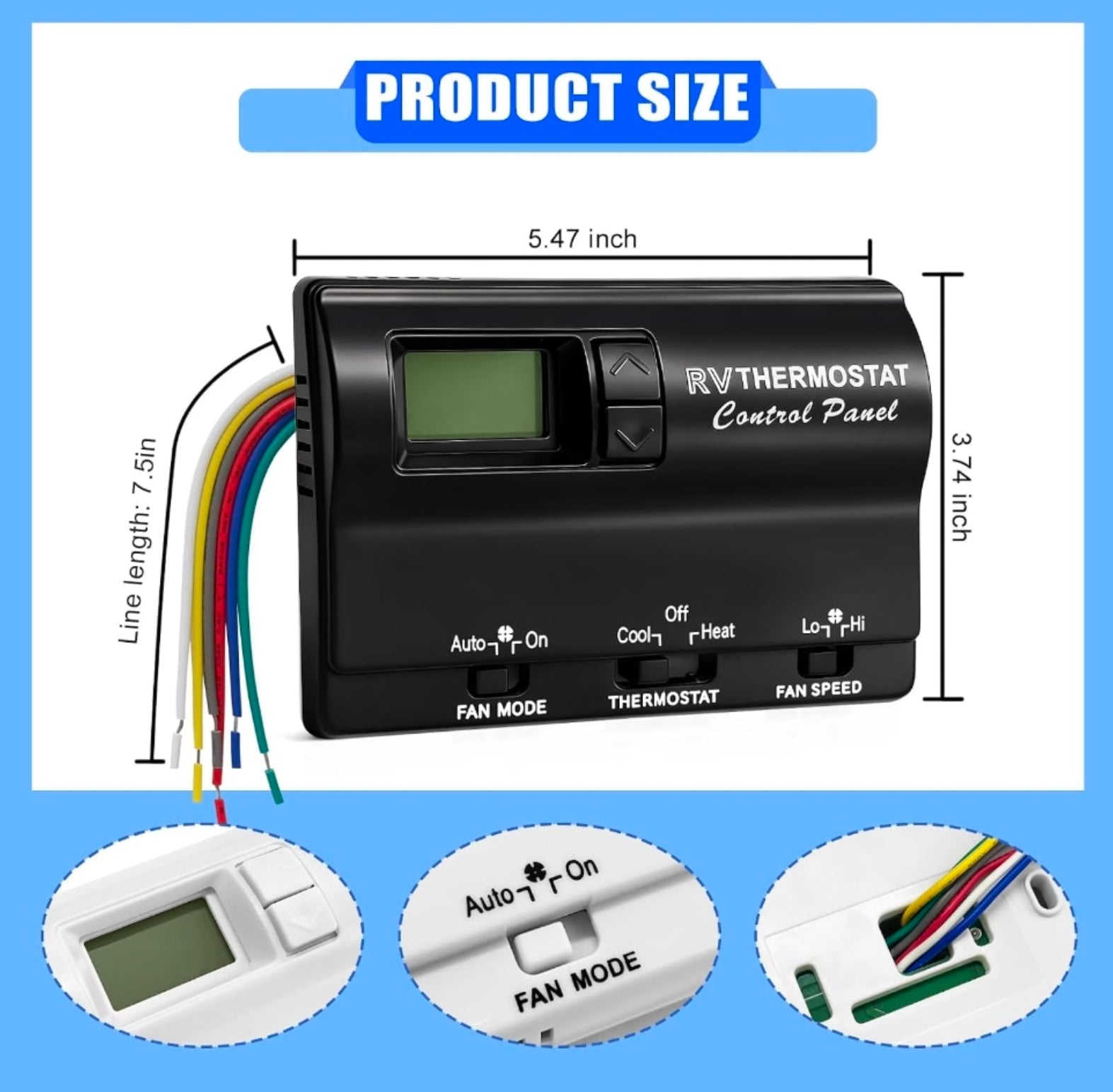 83303862 RV Digital Thermostat Replacement for Heat/Cool T-Stat Wall Coleman Mach 8330 Series 83303362 8330-336 337 338 339 368 386 Wall AC Thermostat - Horizon Endless