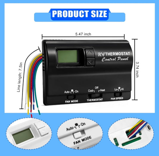 83303862 RV Digital Thermostat Replacement for Heat/Cool T-Stat Wall Coleman Mach 8330 Series 83303362 8330-336 337 338 339 368 386 Wall AC Thermostat - Horizon Endless