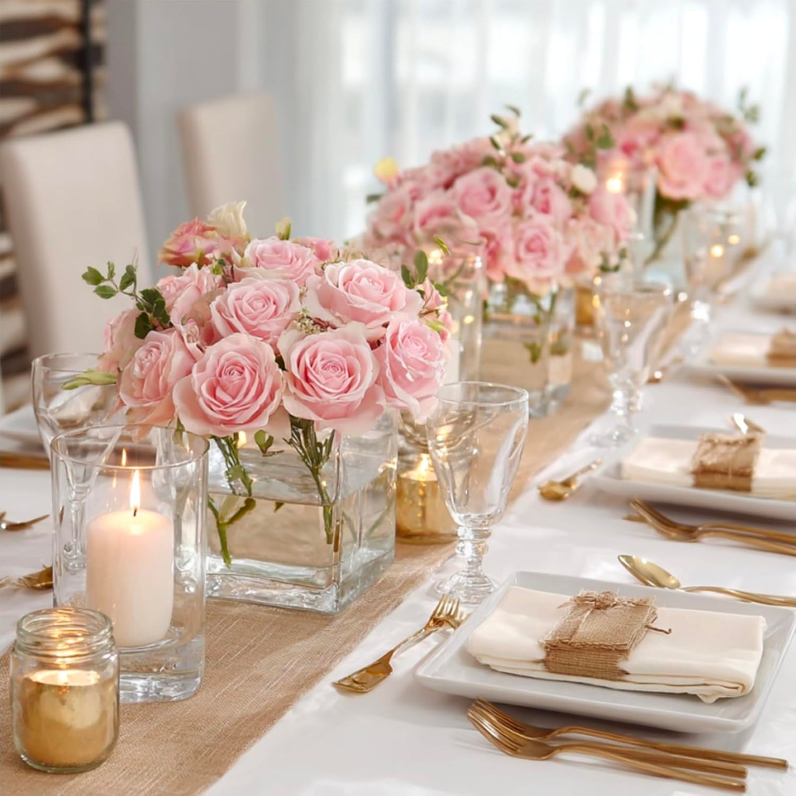 Bulk Glass Vases 9-Pack | Clear Square Flower Vase Set for Weddings & Events - Horizon Endless