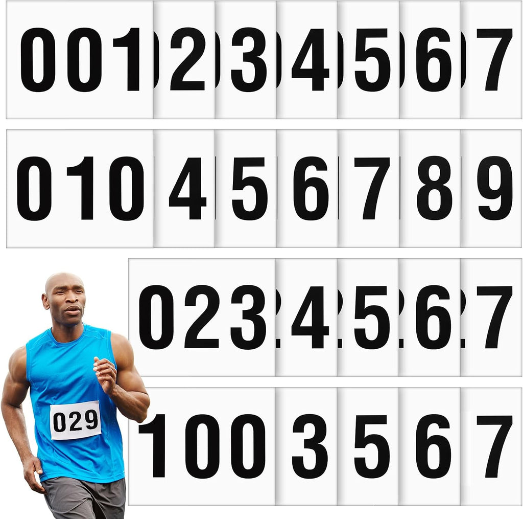 1-200 Adhesive Race Bibs 7.5 x 6 Inches Competitor Numbers