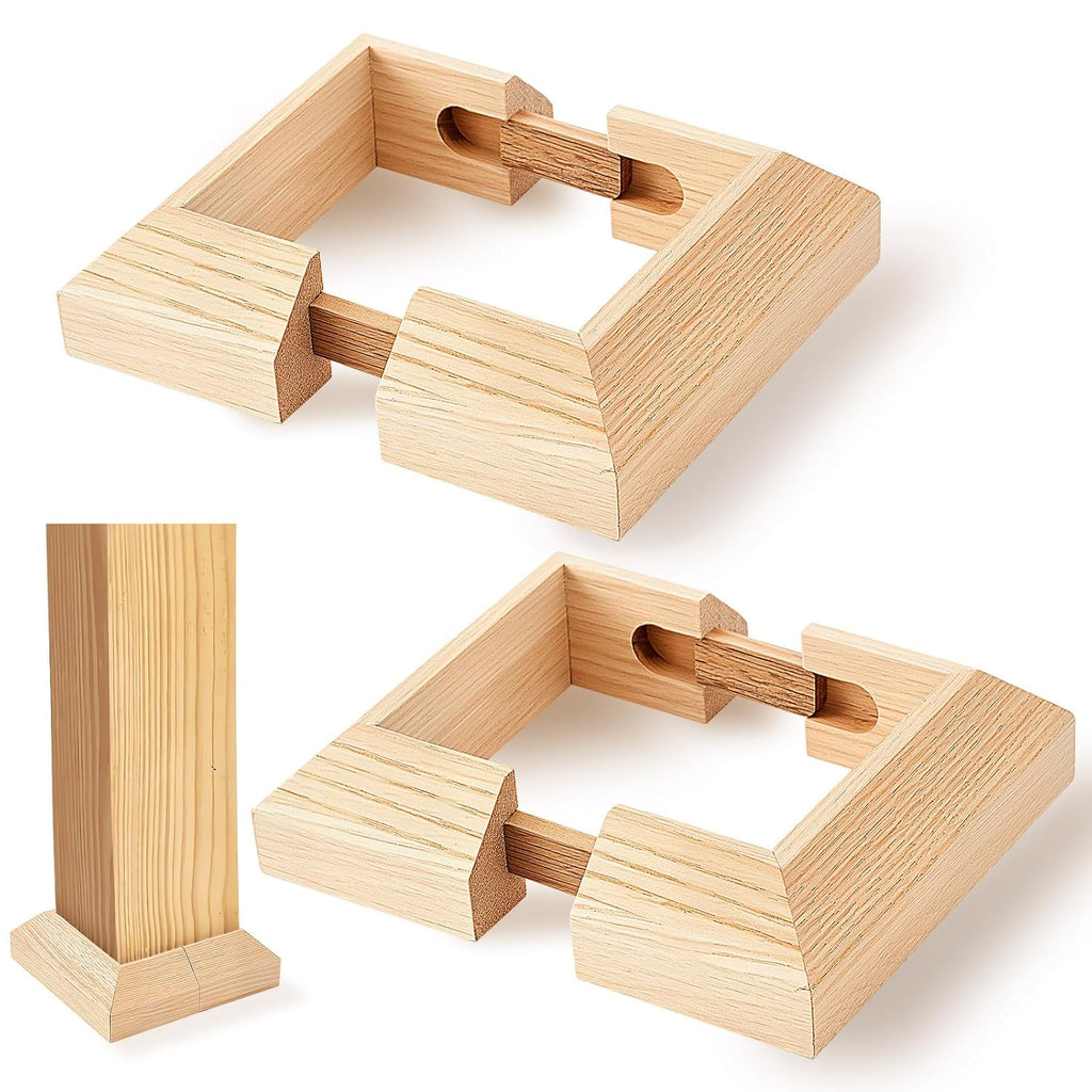 3" Stair Post Base Cover – Red Oak Wood Finish with 2‑Pack Post Wrap | Deck Post Sleeve