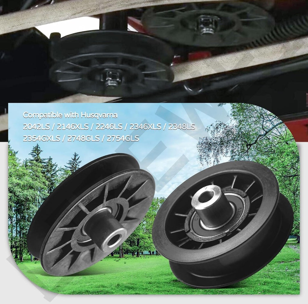 Husqvarna Idler Pulley Kit – 532194326 V‑Groove & 532194327 Flat Pulley Replaces 280‑6630, 194327, 705080