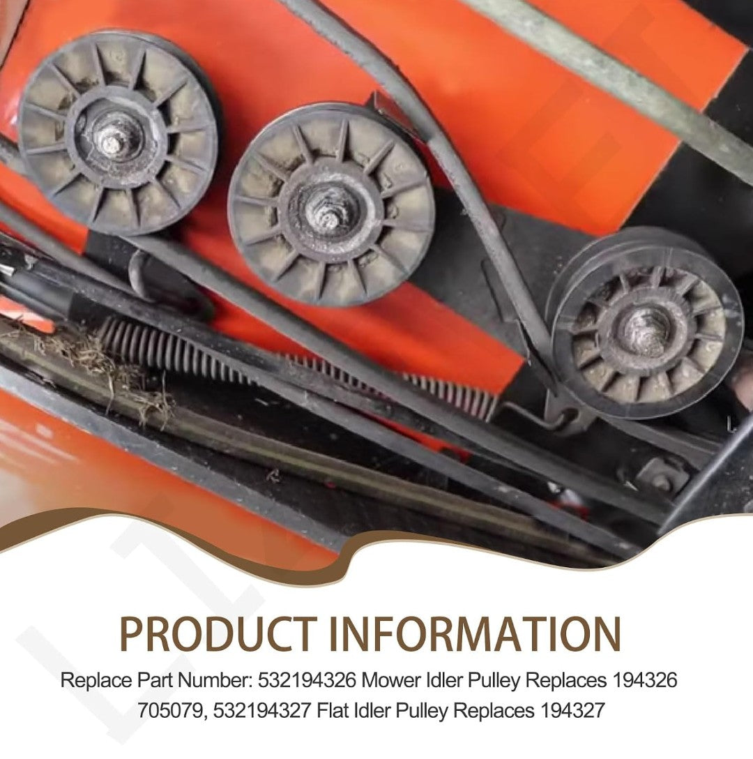 Husqvarna Idler Pulley Kit – 532194326 V‑Groove & 532194327 Flat Pulley Replaces 280‑6630, 194327, 705080