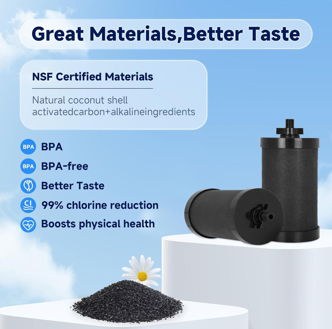 2387 Pro Black Water Filter Replacement 2 Pack, NSF/ANSI 42 Certified, Compatible with Alexapure Pro Water Filtration System, 5,000 Gallon Capacity
