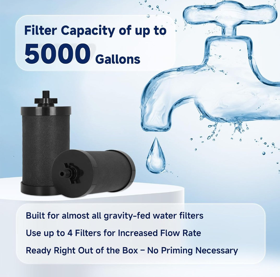 2387 Pro Black Water Filter Replacement 2 Pack, NSF/ANSI 42 Certified, Compatible with Alexapure Pro Water Filtration System, 5,000 Gallon Capacity