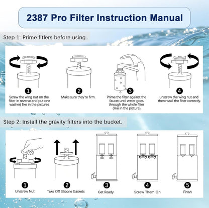 2387 Pro Black Water Filter Replacement 2 Pack, NSF/ANSI 42 Certified, Compatible with Alexapure Pro Water Filtration System, 5,000 Gallon Capacity
