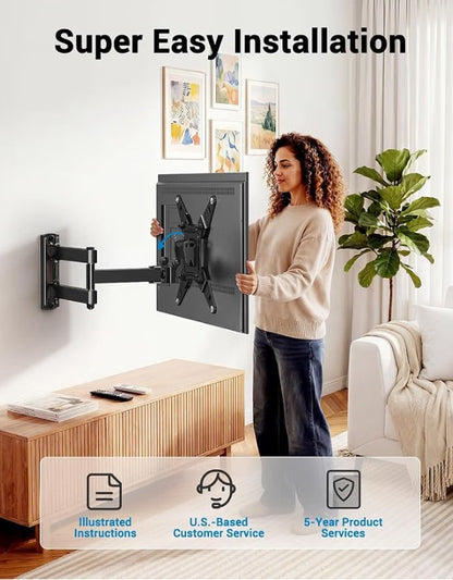 Pipishell Full Motion Wall Mount for Echo Show 21/15 & 13"–43" TVs (Up to 44 lbs)