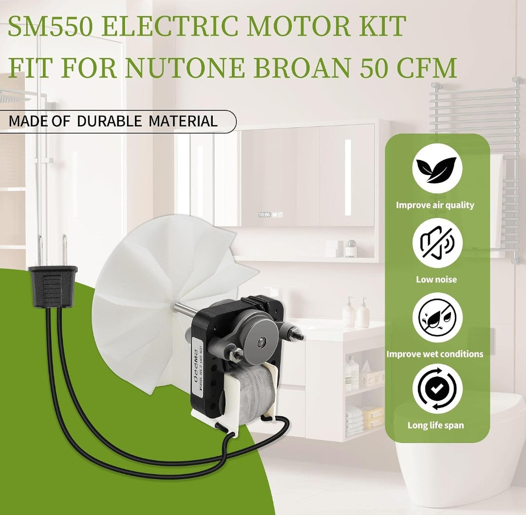 Bathroom Fan Motor Replacement Kit for NuTone & Broan – 120V 50 CFM