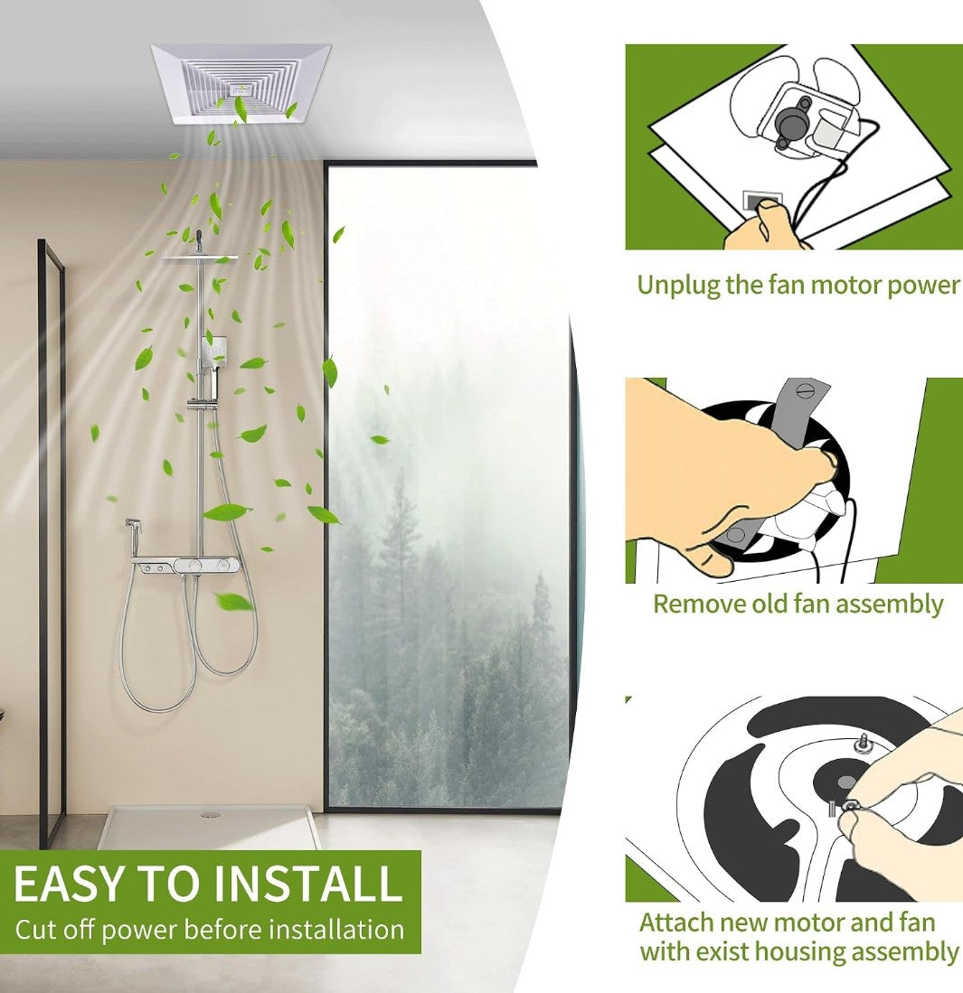 Bathroom Fan Motor Replacement Kit for NuTone & Broan – 120V 50 CFM