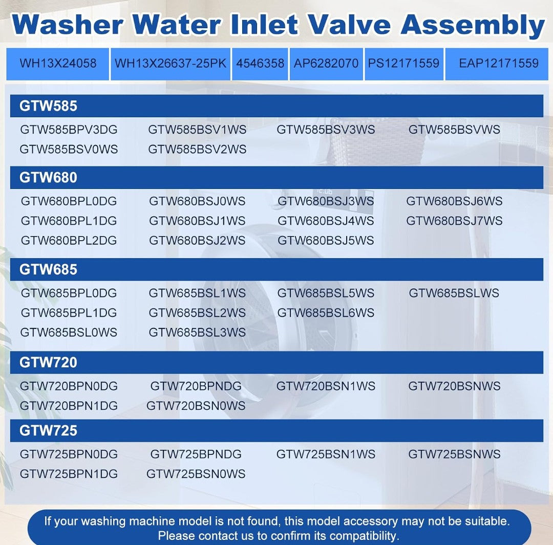 Washer Water Inlet Valve Assembly for GE GTW585 GTW680 GTW685 GTW720 GTW725 PTW600