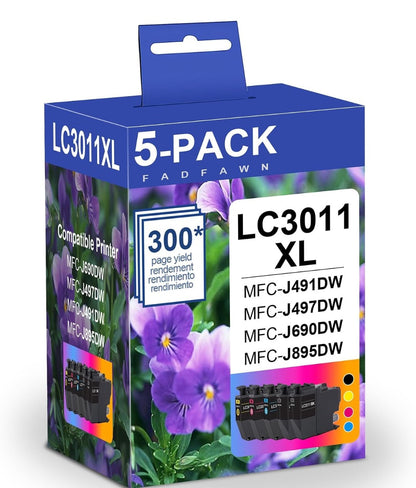 LC3011 XL Ink Cartridges 5-Pack High Yield Compatible with Brother Printers