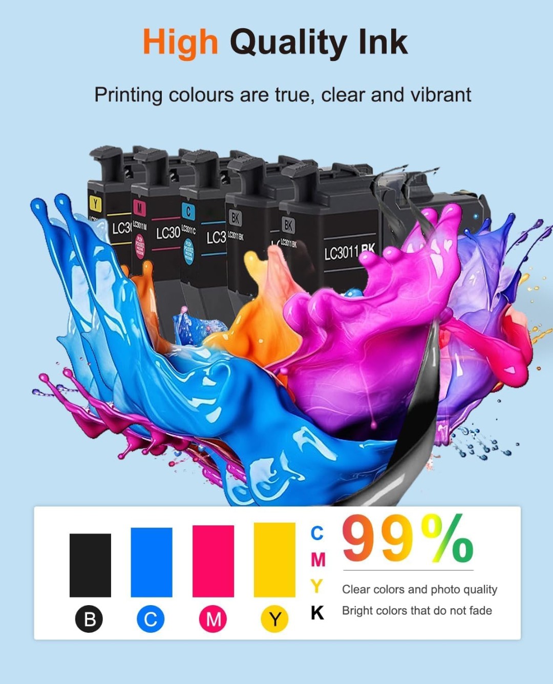 LC3011 XL Ink Cartridges 5-Pack High Yield Compatible with Brother Printers