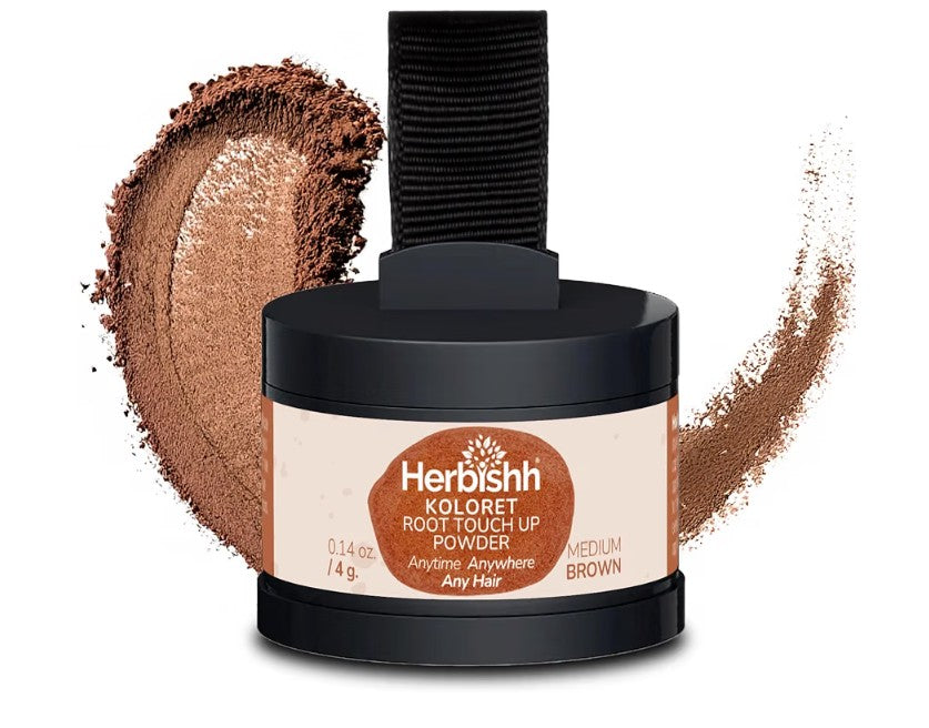 Koloret Root Touch Up Powder Medium Brown 4g | Gray Hair & Hairline Concealer