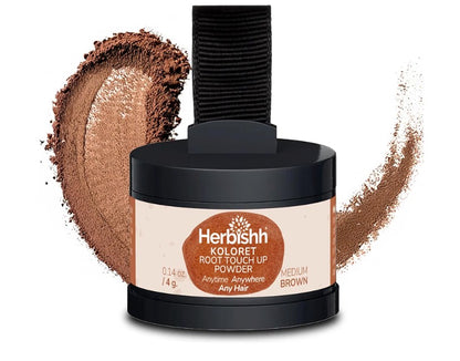 Koloret Root Touch Up Powder Medium Brown 4g | Gray Hair & Hairline Concealer