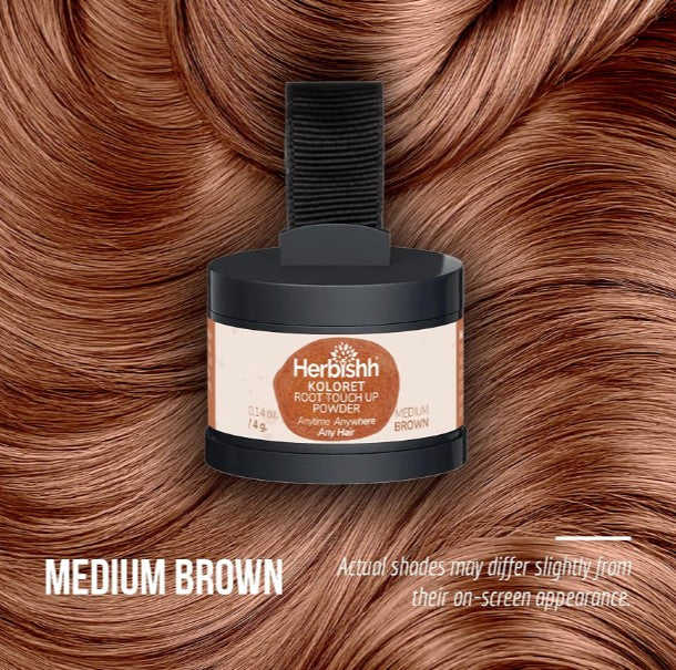 Koloret Root Touch Up Powder Medium Brown 4g | Gray Hair & Hairline Concealer