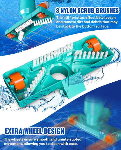 Portable Pool Vacuum for Above Ground Pools | Manual Cleaner with Adjustable Pole