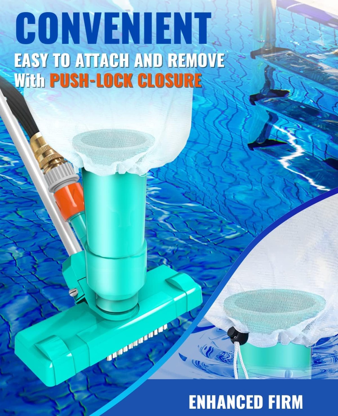 Portable Pool Vacuum for Above Ground Pools | Manual Cleaner with Adjustable Pole