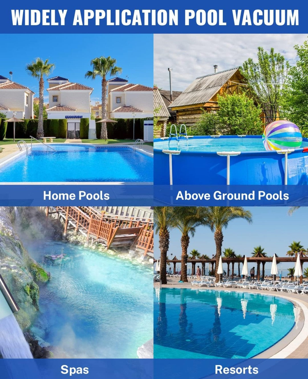 Portable Pool Vacuum for Above Ground Pools | Manual Cleaner with Adjustable Pole