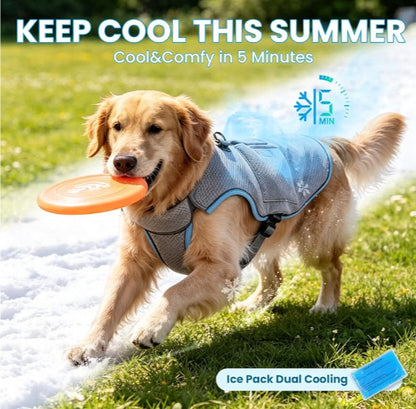 Mora Pets Dog Cooling Vest with Ice Pack | Adjustable Harness Light Blue Small