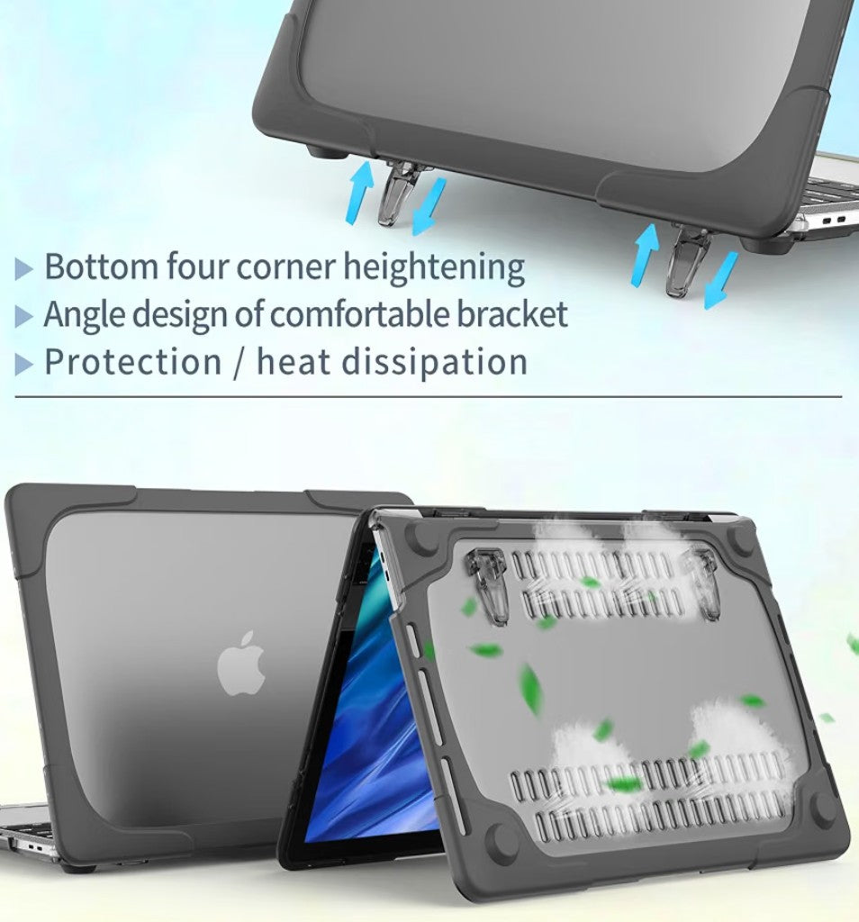 Batianda Heavy Duty MacBook Air 13" Case 2018-2020 with Foldable Stand, Grey