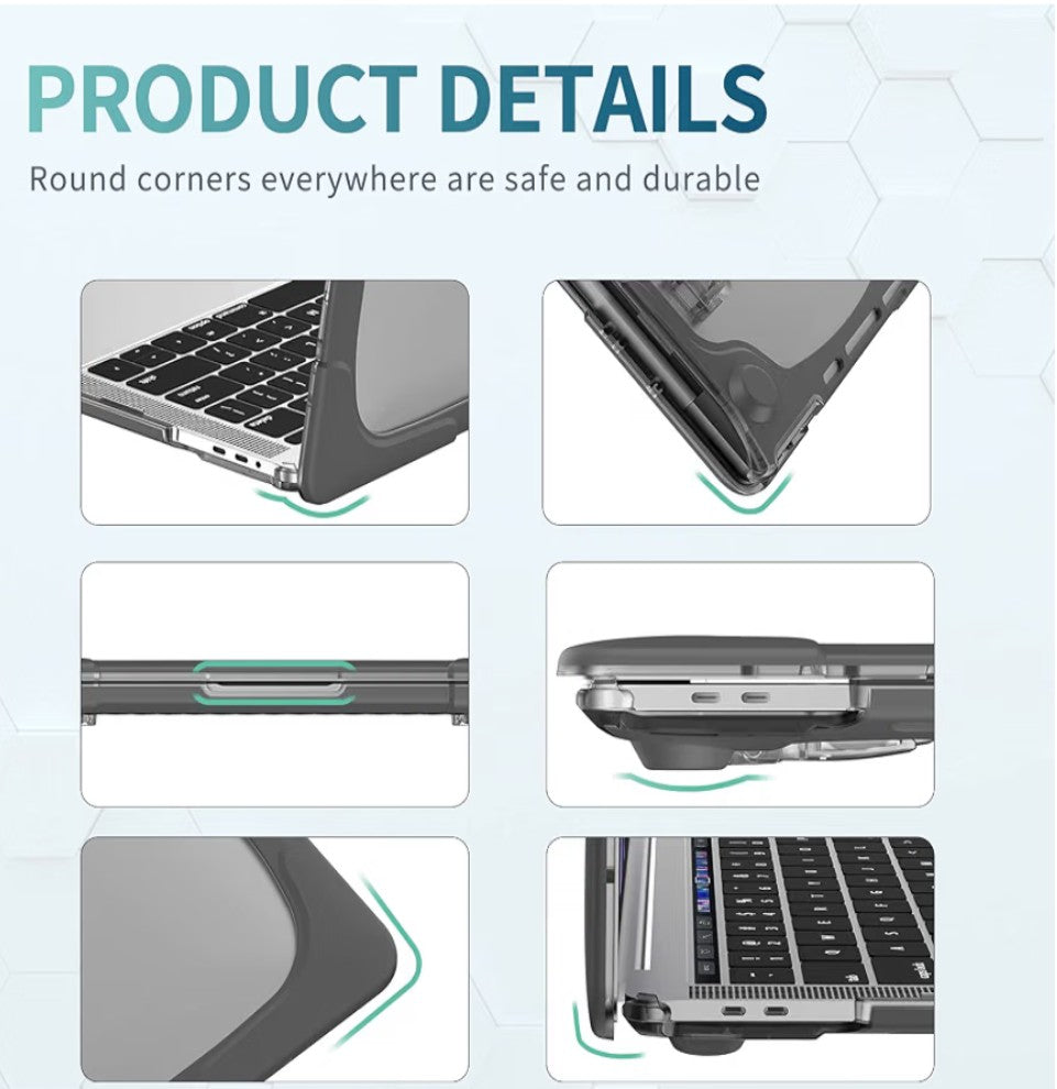 Batianda Heavy Duty MacBook Air 13" Case 2018-2020 with Foldable Stand, Grey