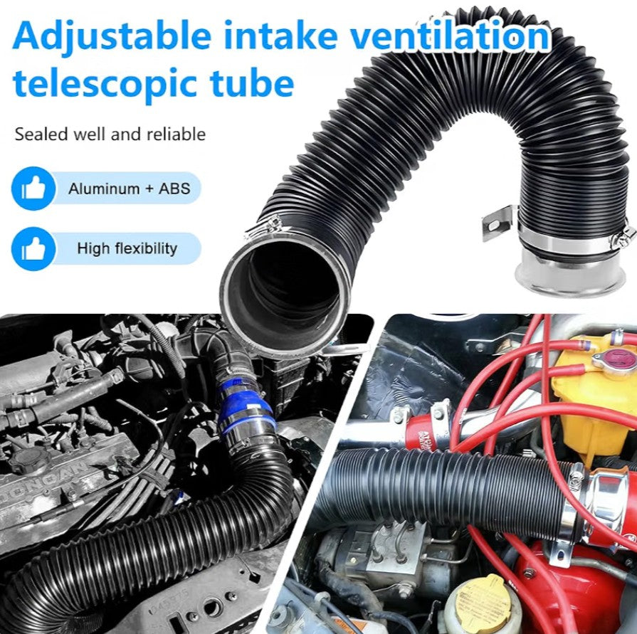 3" 76mm Universal Cold Air Intake Pipe – Adjustable Flexible Turbo Inlet Hose, Silver