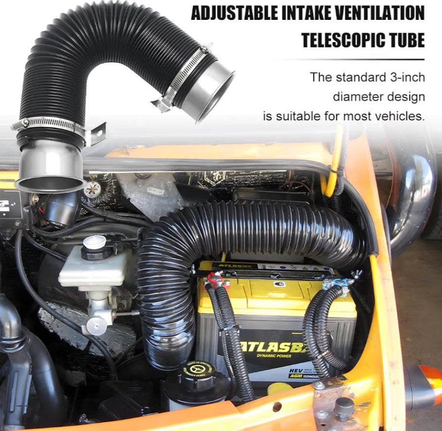 3" 76mm Universal Cold Air Intake Pipe – Adjustable Flexible Turbo Inlet Hose, Silver