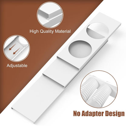 Dual Hose Portable AC Window Seal Kit for 5.9" Exhaust Hoses | Adjustable Window Vent Kit 17"–47"