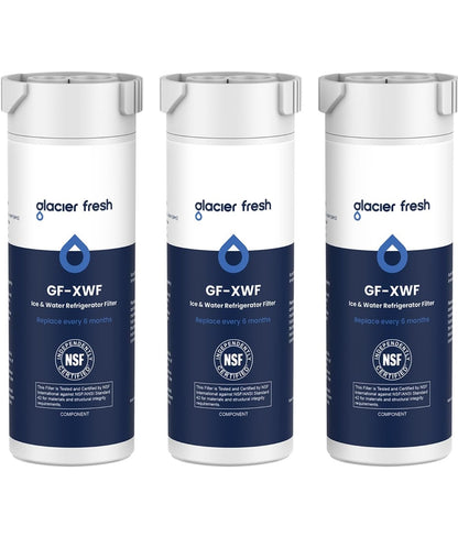 GLACIER FRESH XWF Refrigerator Water Filter Replacement for GE XWF | 3-Pack