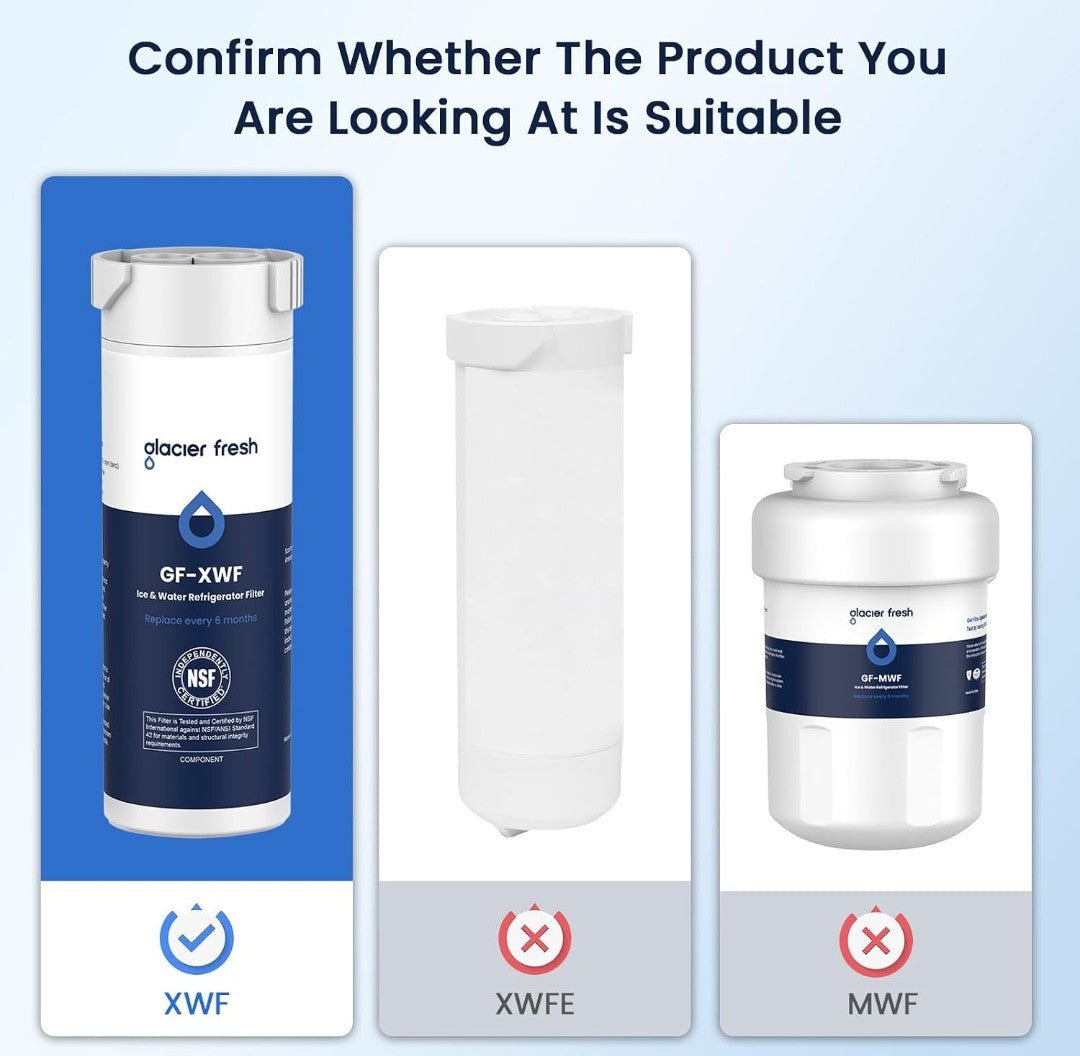 GLACIER FRESH XWF Refrigerator Water Filter Replacement for GE XWF | 3-Pack