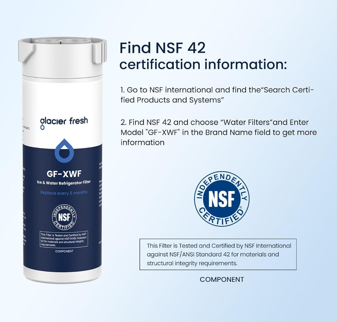 GLACIER FRESH XWF Refrigerator Water Filter Replacement for GE XWF | 3-Pack