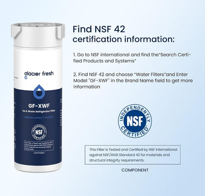 GLACIER FRESH XWF Refrigerator Water Filter Replacement for GE XWF | 3-Pack