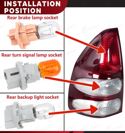 Tail Lamp Turn Signal Light Brake Stop Light Backup Reversing Lamp Socket Holder Kit Fit for Toyota Land Cruiser Prado 2700 4000 LC120 Replace OE 81555-13510 81555-60700 81565-60620