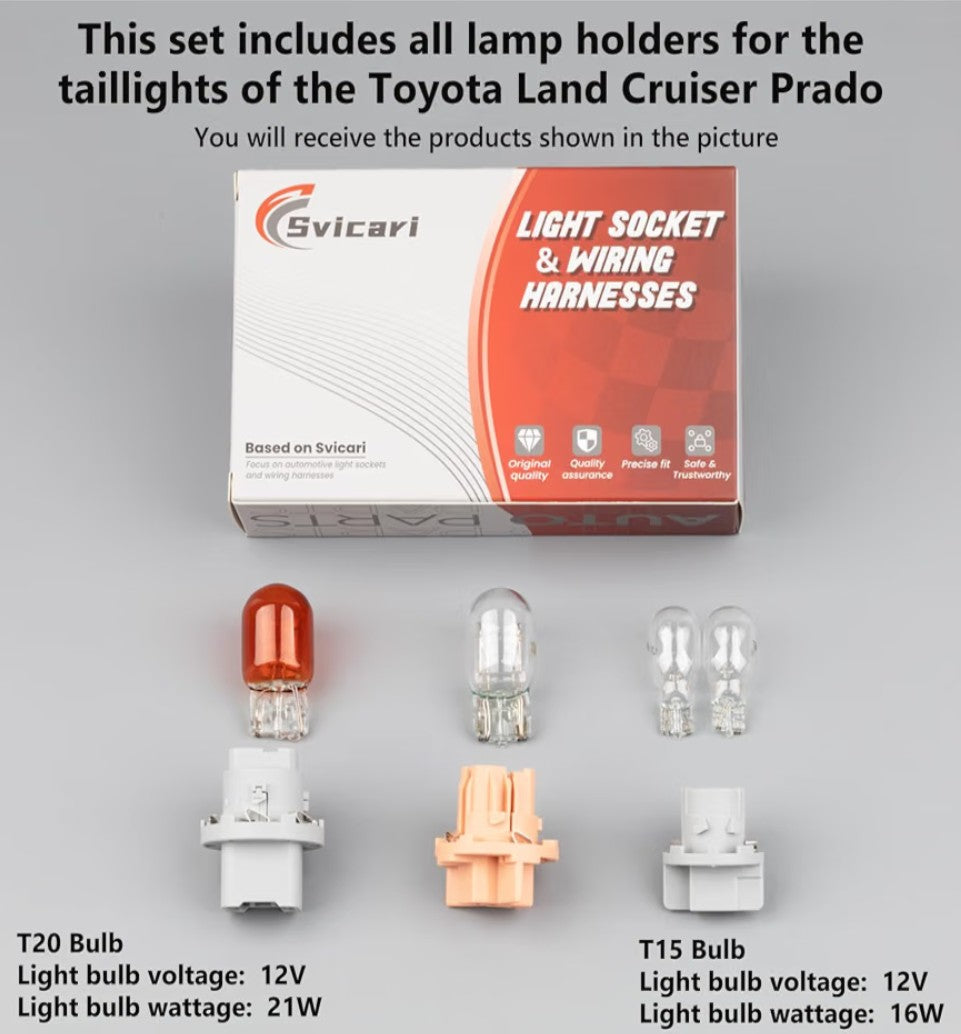 Tail Lamp Turn Signal Light Brake Stop Light Backup Reversing Lamp Socket Holder Kit Fit for Toyota Land Cruiser Prado 2700 4000 LC120 Replace OE 81555-13510 81555-60700 81565-60620
