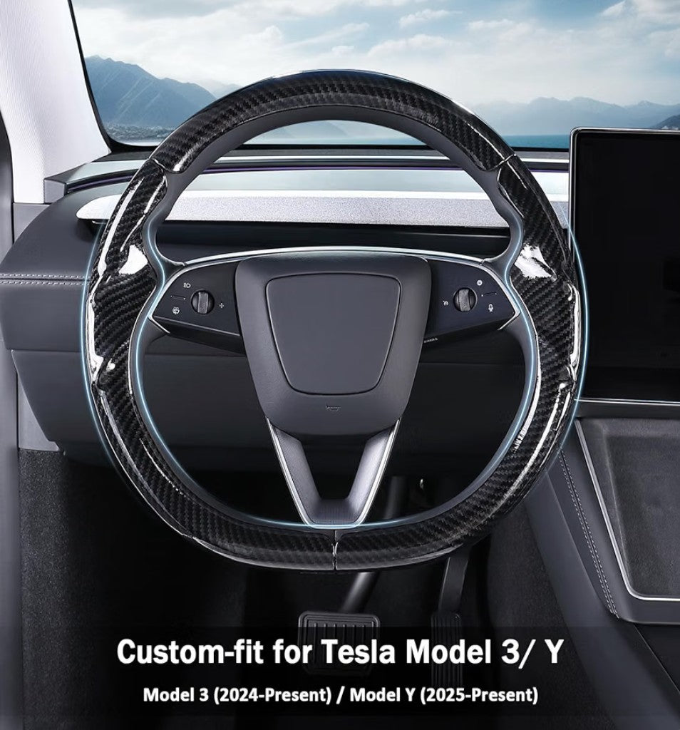 Tesla Model Y & Model 3 Steering Wheel Cover | Fit for 2025+ Model Y Juniper & 2024+ Model 3 Highland