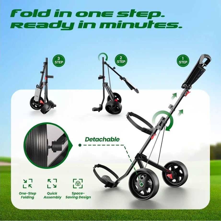 Adjustable 2-Wheel Golf Trolley - Junior Pushcart for All Ages, Easy to Use! - Horizon Endless