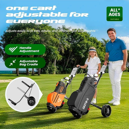 Adjustable 2-Wheel Golf Trolley - Junior Pushcart for All Ages, Easy to Use! - Horizon Endless