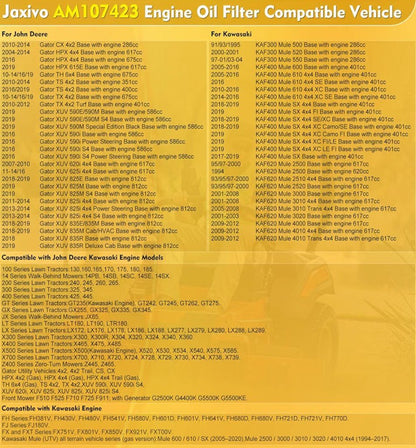 AM107423 Engine Oil Filter for John Deere Lawn Tractors & Kawasaki Engines | Replaces 49065-2071, 49065-0724 - Horizon Endless