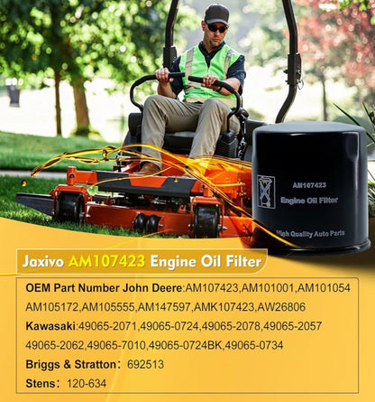 AM107423 Engine Oil Filter for John Deere Lawn Tractors & Kawasaki Engines | Replaces 49065-2071, 49065-0724 - Horizon Endless
