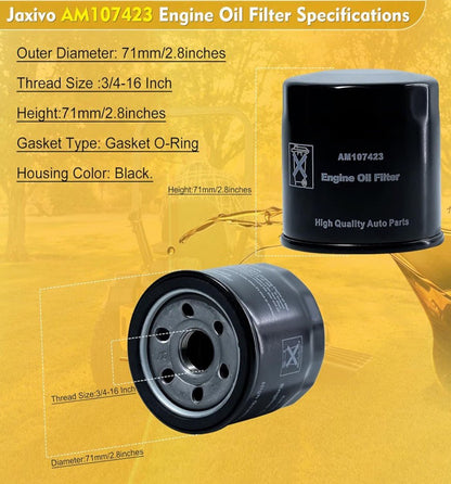 AM107423 Engine Oil Filter for John Deere Lawn Tractors & Kawasaki Engines | Replaces 49065-2071, 49065-0724 - Horizon Endless