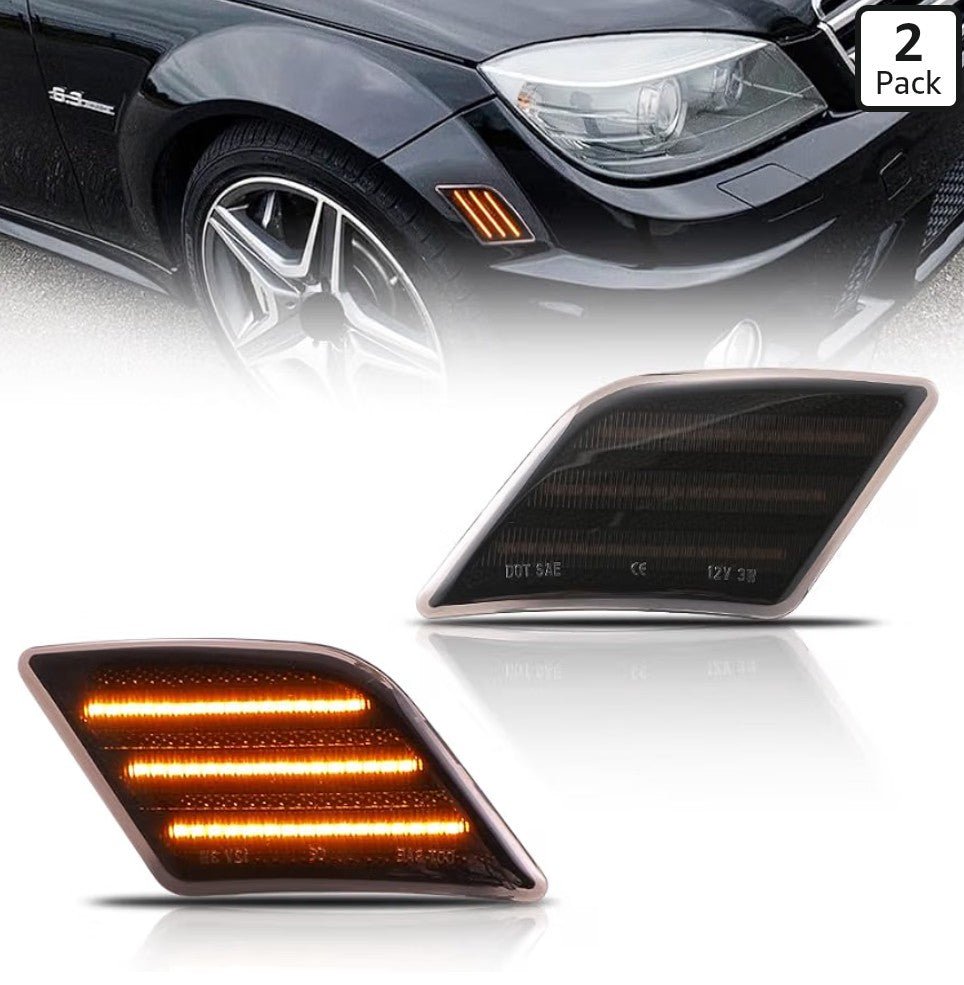 Amber LED Side Marker Turn Signal Lamps for 2008–2013 Mercedes W204 (Smoked) - Horizon Endless