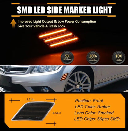 Amber LED Side Marker Turn Signal Lamps for 2008–2013 Mercedes W204 (Smoked) - Horizon Endless