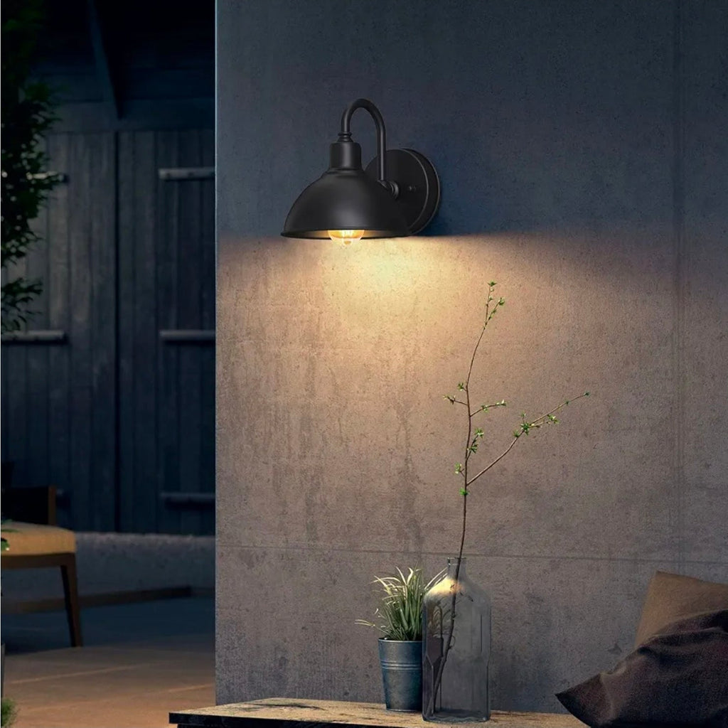 Gooseneck Barn Light: Farmhouse Outdoor Sconce, 1-Light Wall Lamp for Patio. Small & Stylish Design! - Horizon Endless