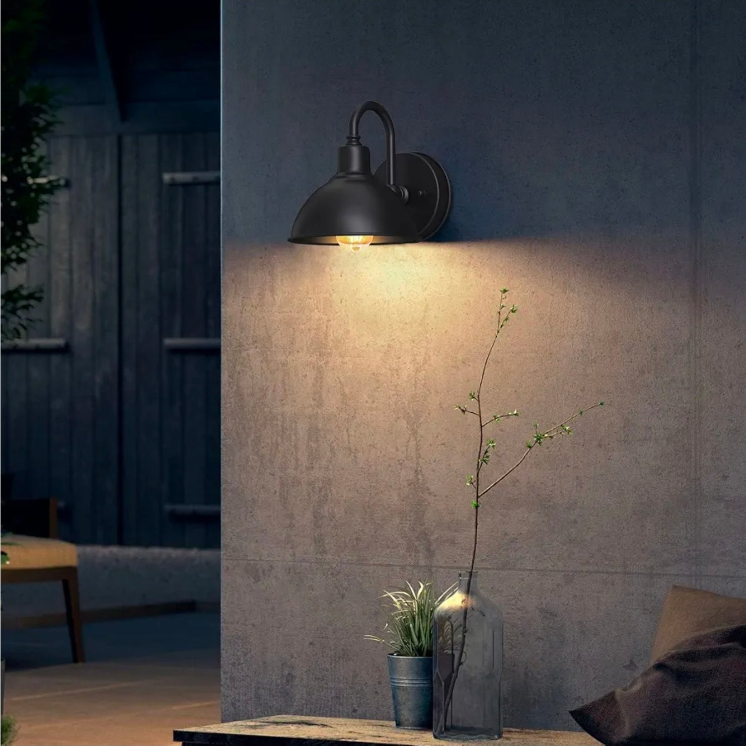 Gooseneck Barn Light: Farmhouse Outdoor Sconce, 1-Light Wall Lamp for Patio. Small & Stylish Design! - Horizon Endless
