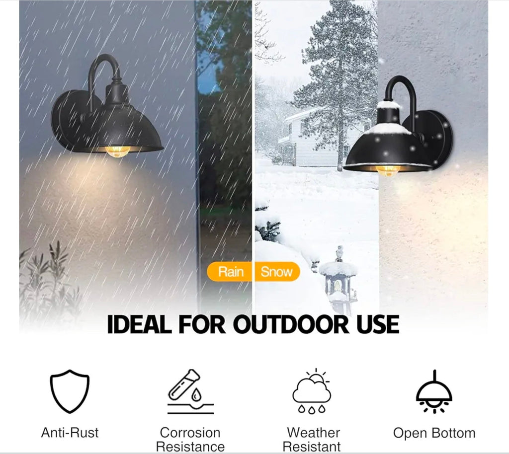 Gooseneck Barn Light: Farmhouse Outdoor Sconce, 1-Light Wall Lamp for Patio. Small & Stylish Design! - Horizon Endless