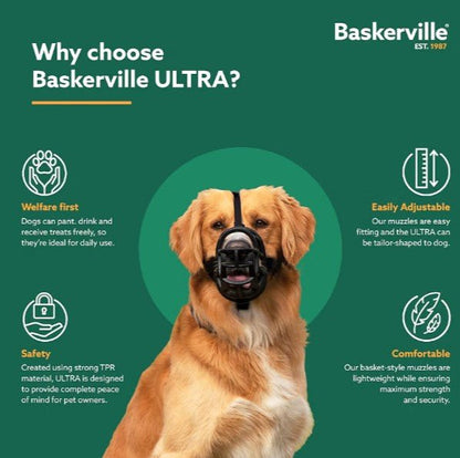 Baskerville ULTRA Dog Muzzle Size 3 – Adjustable Padded Humane Muzzle for Small & Medium Dogs - Horizon Endless