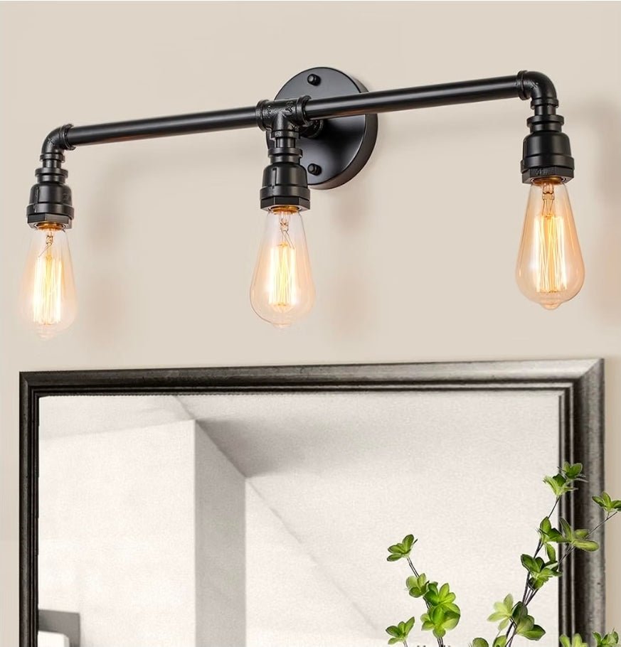Bathroom Vanity Light Fixture, 3 Lights Farmhouse Industrial Black Water Pipe Wall Light Fixture - Horizon Endless