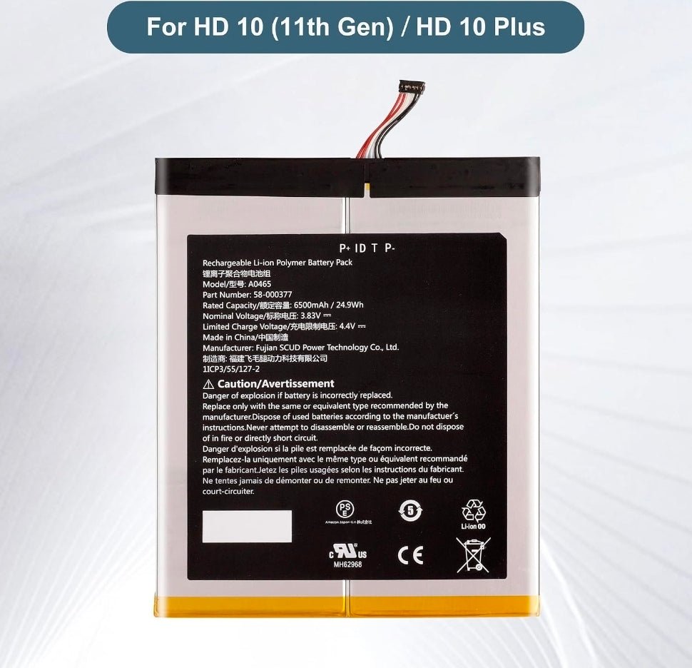 Battery 58-000377 Compatible with HD 10 (11th Gen) T76N2B &Fire HD 10 Plus T76N2P with Tools - Horizon Endless