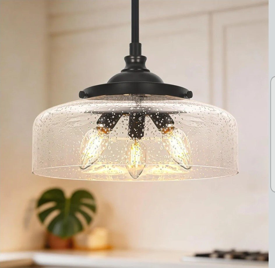 Black Vintage 3-Light Pendant Lights Kitchen Island, Adjustable Height Kitchen I - Horizon Endless