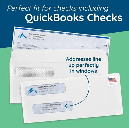 Blue Summit Supplies 500#8 Double Window Security Envelopes, Self Seal 3 5/8 x 8 11/16 in, Security Tint, Self Seal, for QuickBooks Checks, Business Check Mailings - Horizon Endless